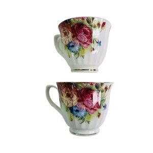 Tea or Coffee Cups Graceware Grace's Teaware Pink Blue Floral Pattern 3" x 3.5"